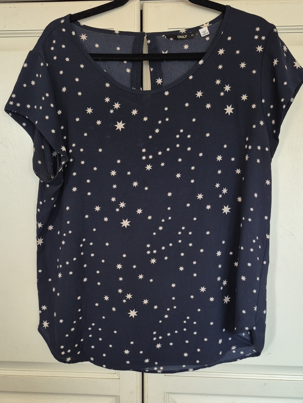 Only Navy Short Sleeve Star-Print Blouse